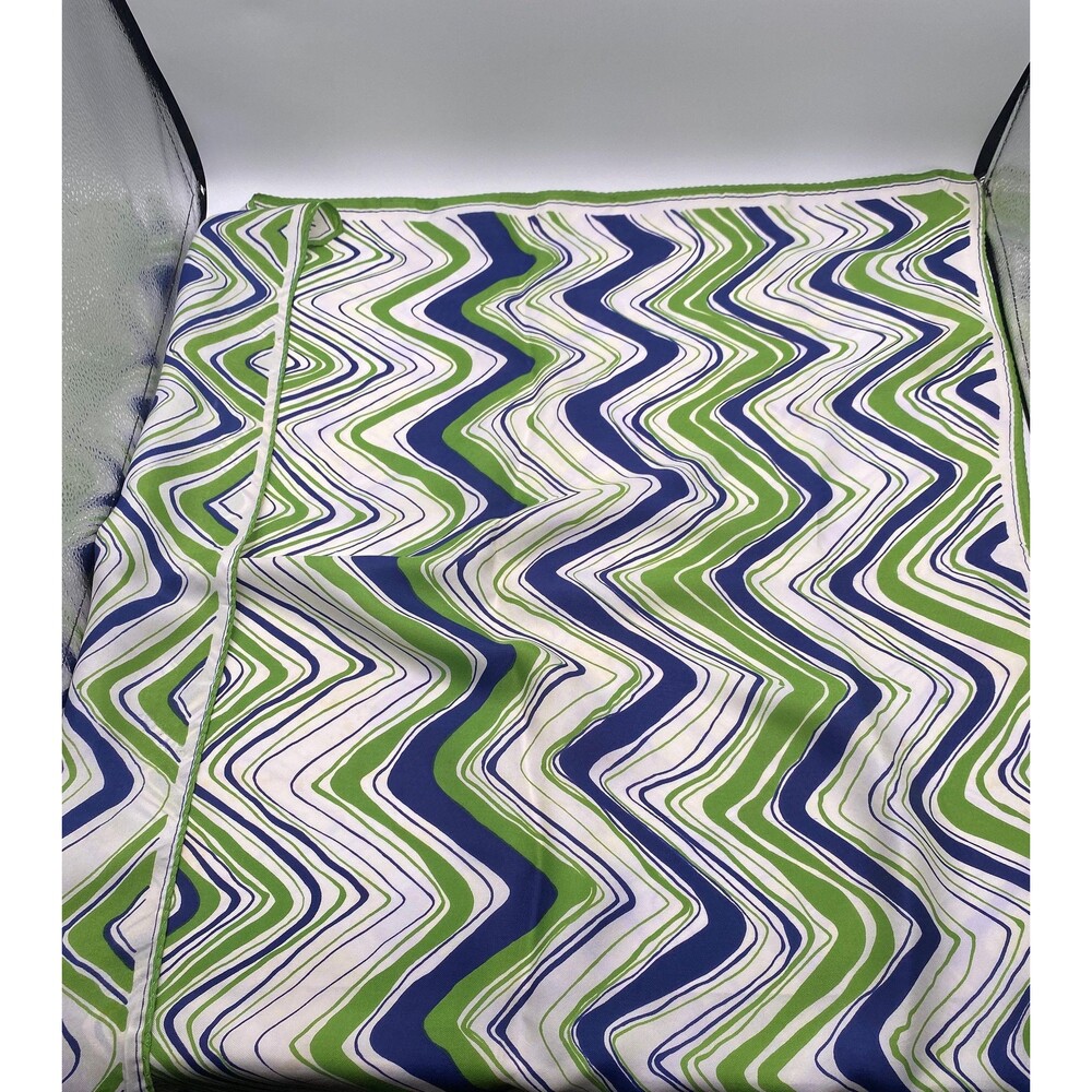Green Blue and White Zig Zag Scarf by Ricardo, Vintage Fashion Accessories